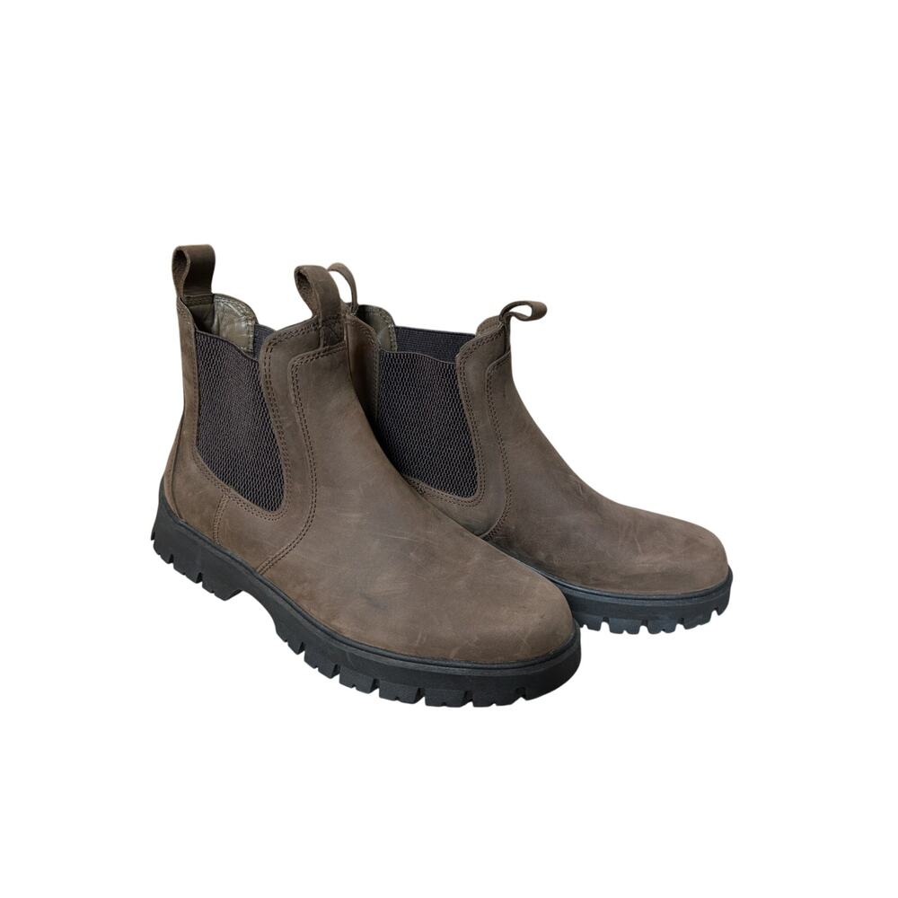 Utility Combat Chelsea Boots Chunky Platform Zara Size 38 Brown Leather